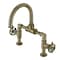 Kingston Brass KS2173RKX Bridge Bathroom Faucet with Push Pop-Up, Antique Brass KS2173RKX - alternate 1